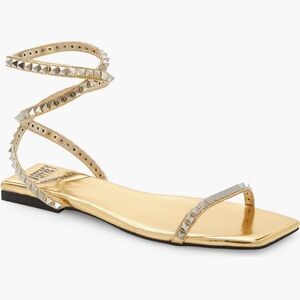 Jeffrey Campbell Luxor Strappy Sandal, Gold/Silver Combo, Size 6.5